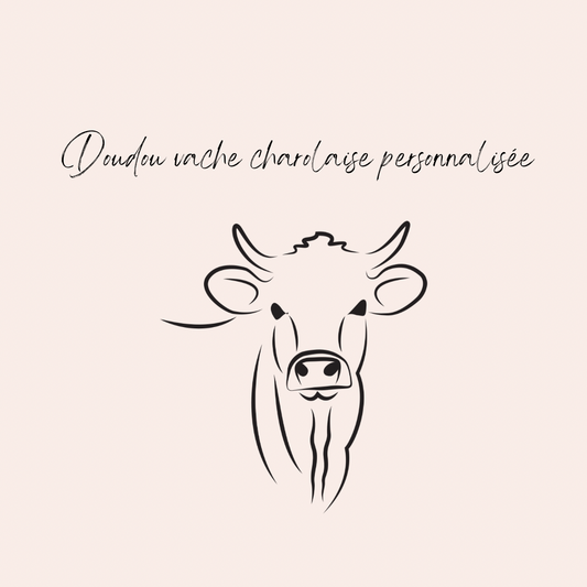 Doudou vache charolaise personnalisé
