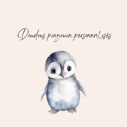 Doudous pingouin personnalisés x2