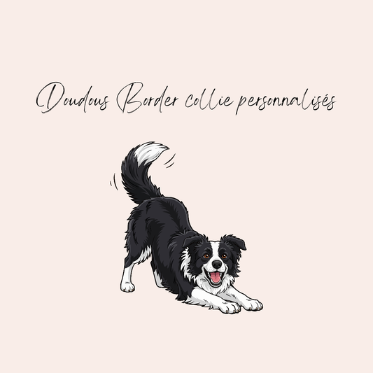 2x doudou border collie personnalisé